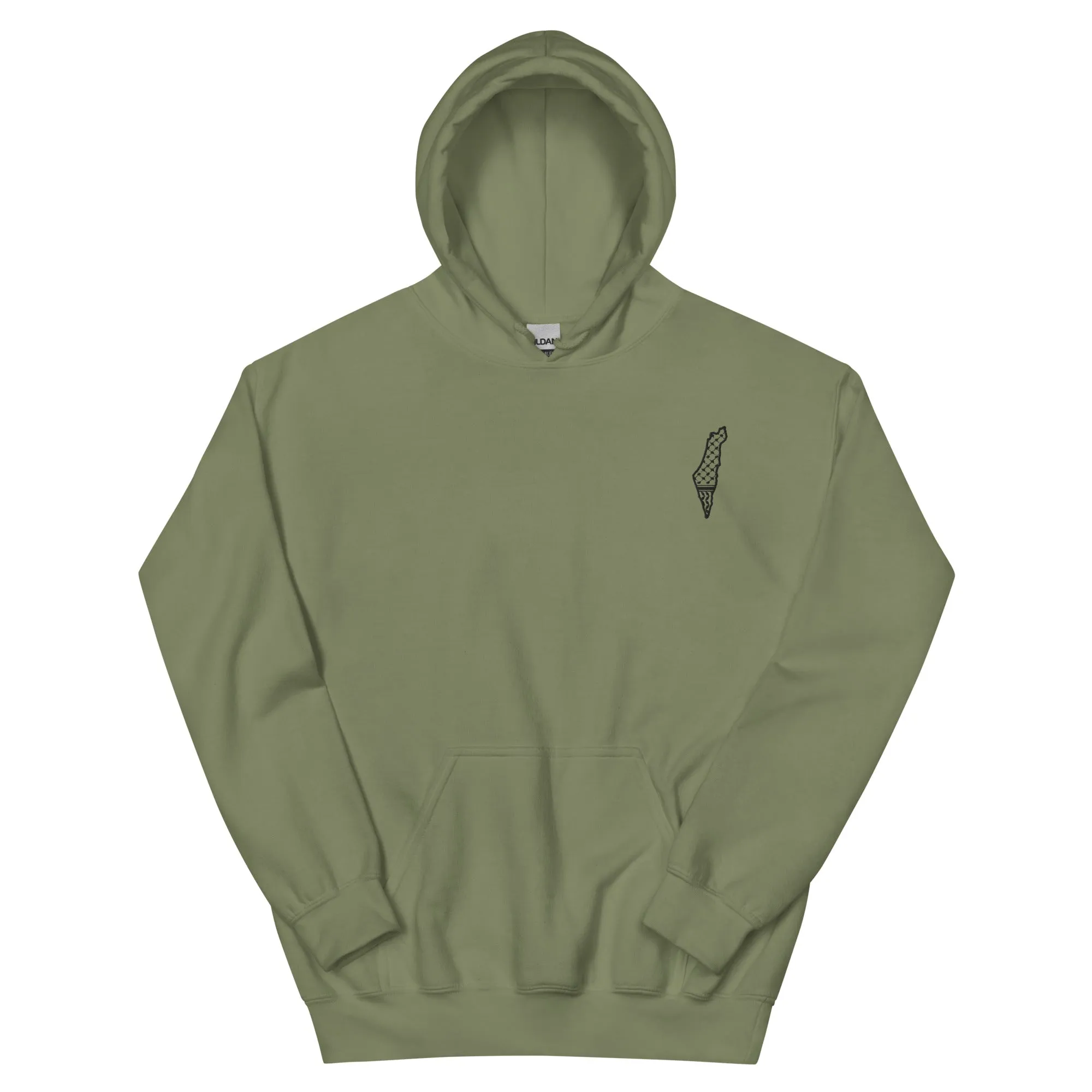 Free Palestine Map Keffiyeh Embroidered Lightweight Hoodie (Multiple Colors)