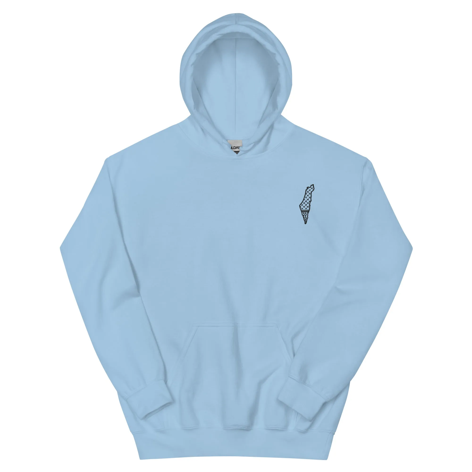 Free Palestine Map Keffiyeh Embroidered Lightweight Hoodie (Multiple Colors)