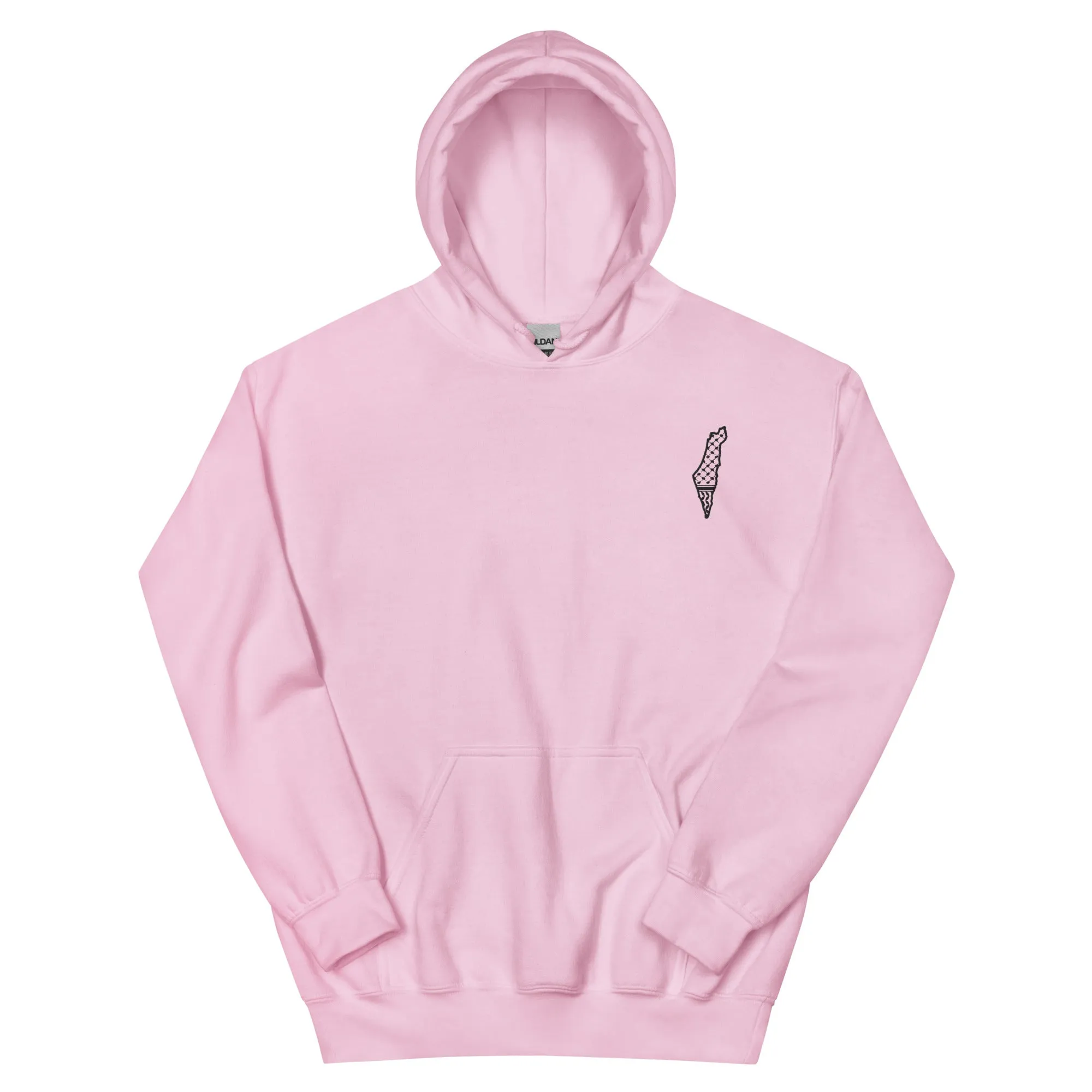 Free Palestine Map Keffiyeh Embroidered Lightweight Hoodie (Multiple Colors)