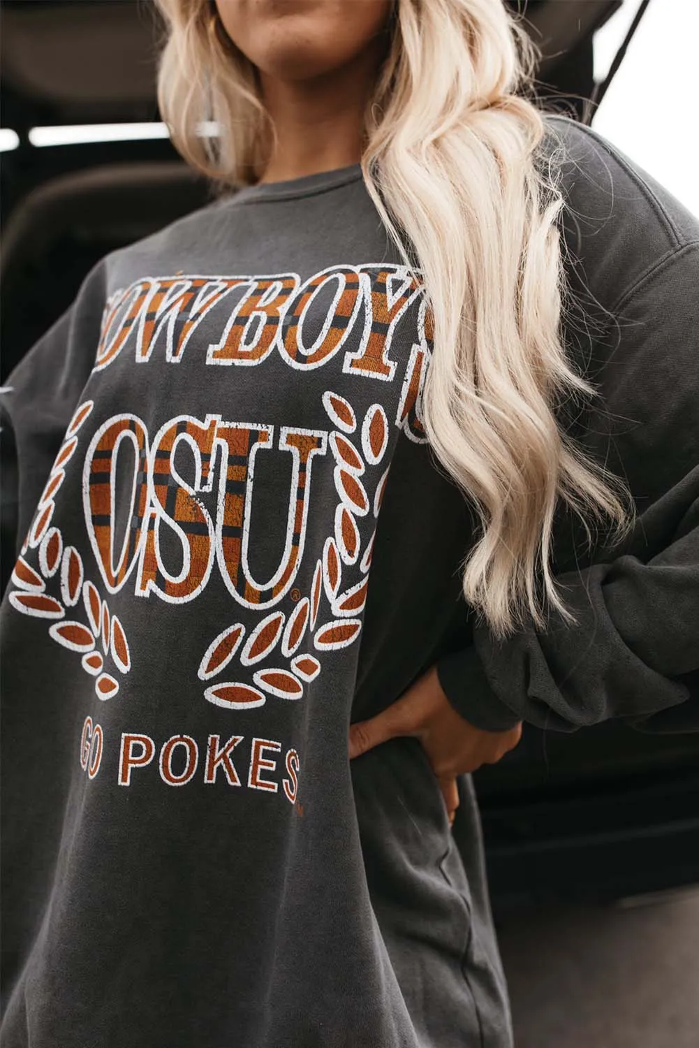 Gray COWBOY OSU Go Pokes Oversized Sweatshirt