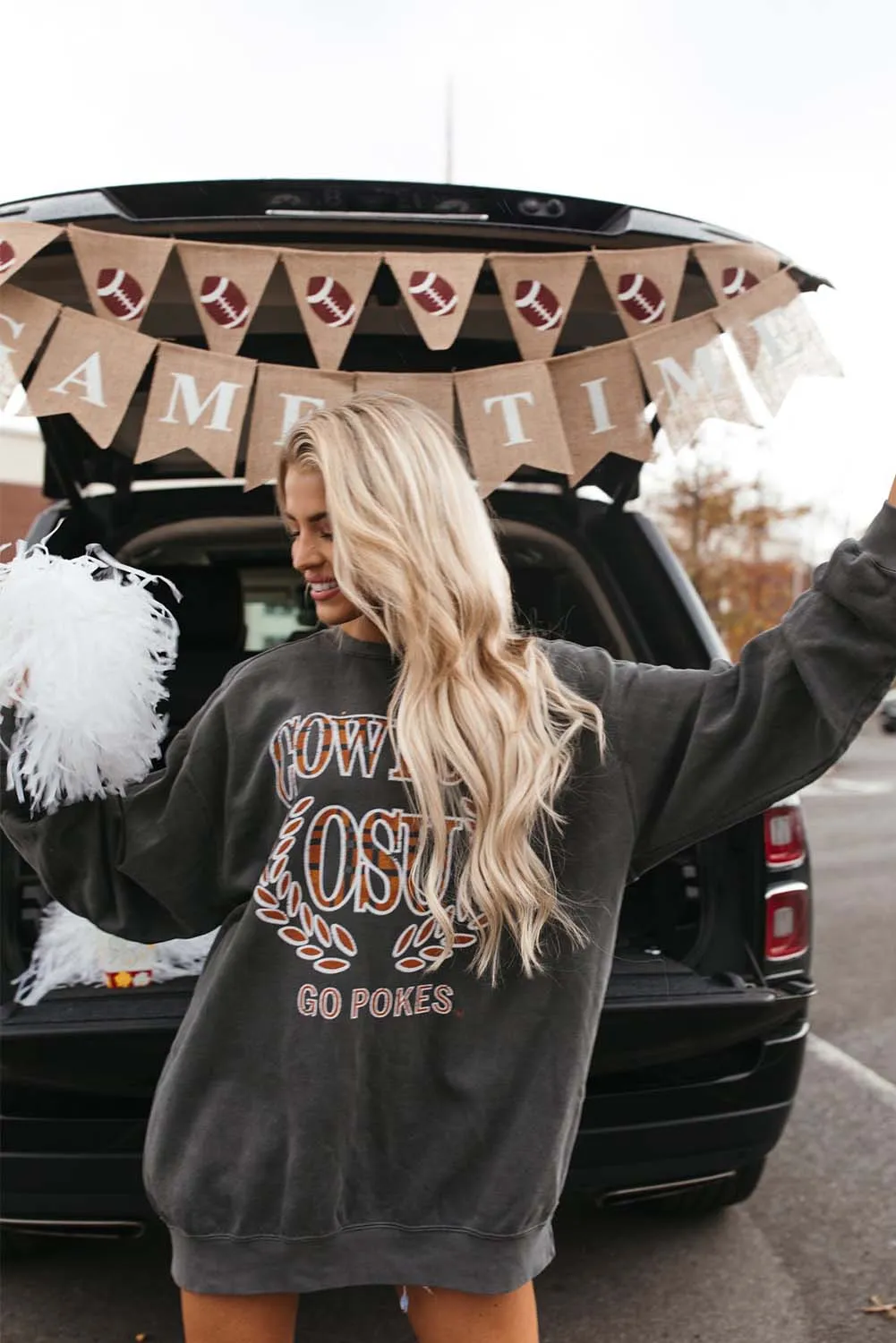 Gray COWBOY OSU Go Pokes Oversized Sweatshirt