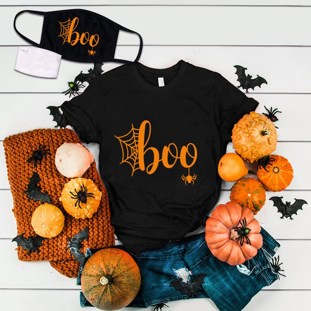 Happy Halloween Printed T-shirt 2-Piece Set C