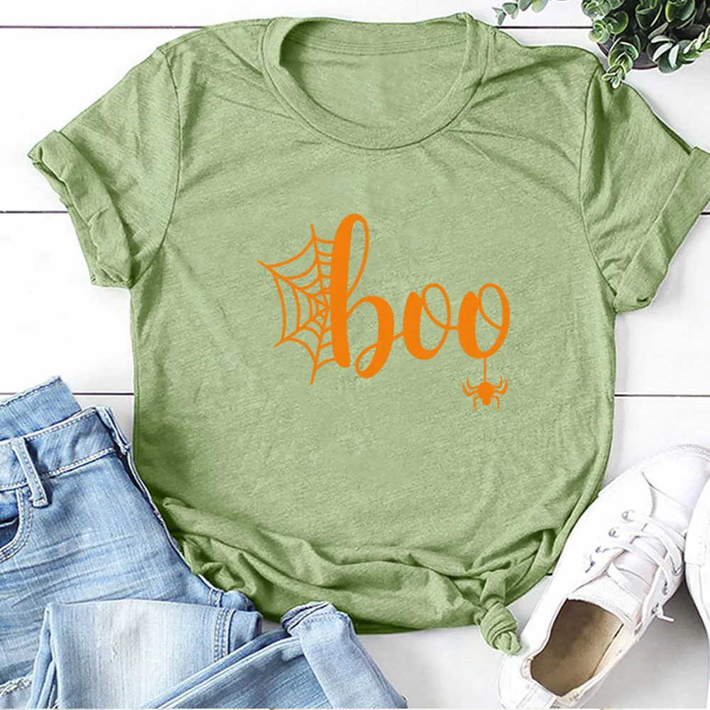 Happy Halloween Printed T-shirt 2-Piece Set C