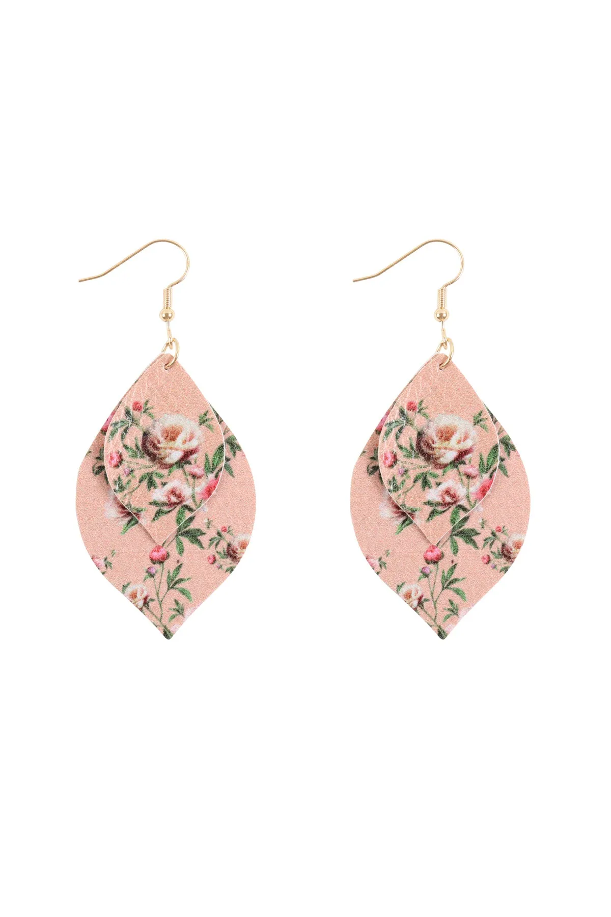 HDE3220 - TWO FLORAL MARQUISE DROP EARRINGS