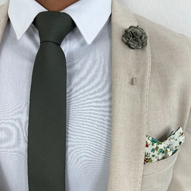 Herringbone Olive Tie
