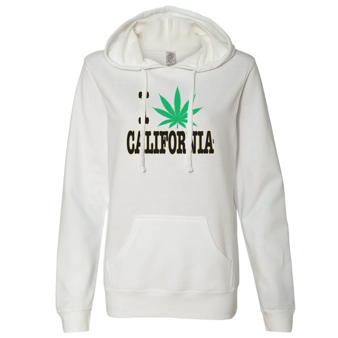I Love Pot California Ladies Lightweight Fitted Hoodie