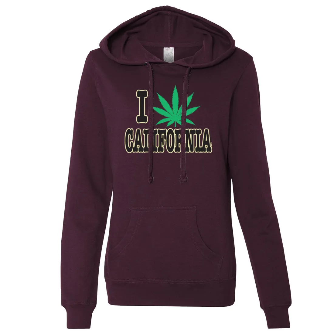 I Love Pot California Ladies Lightweight Fitted Hoodie