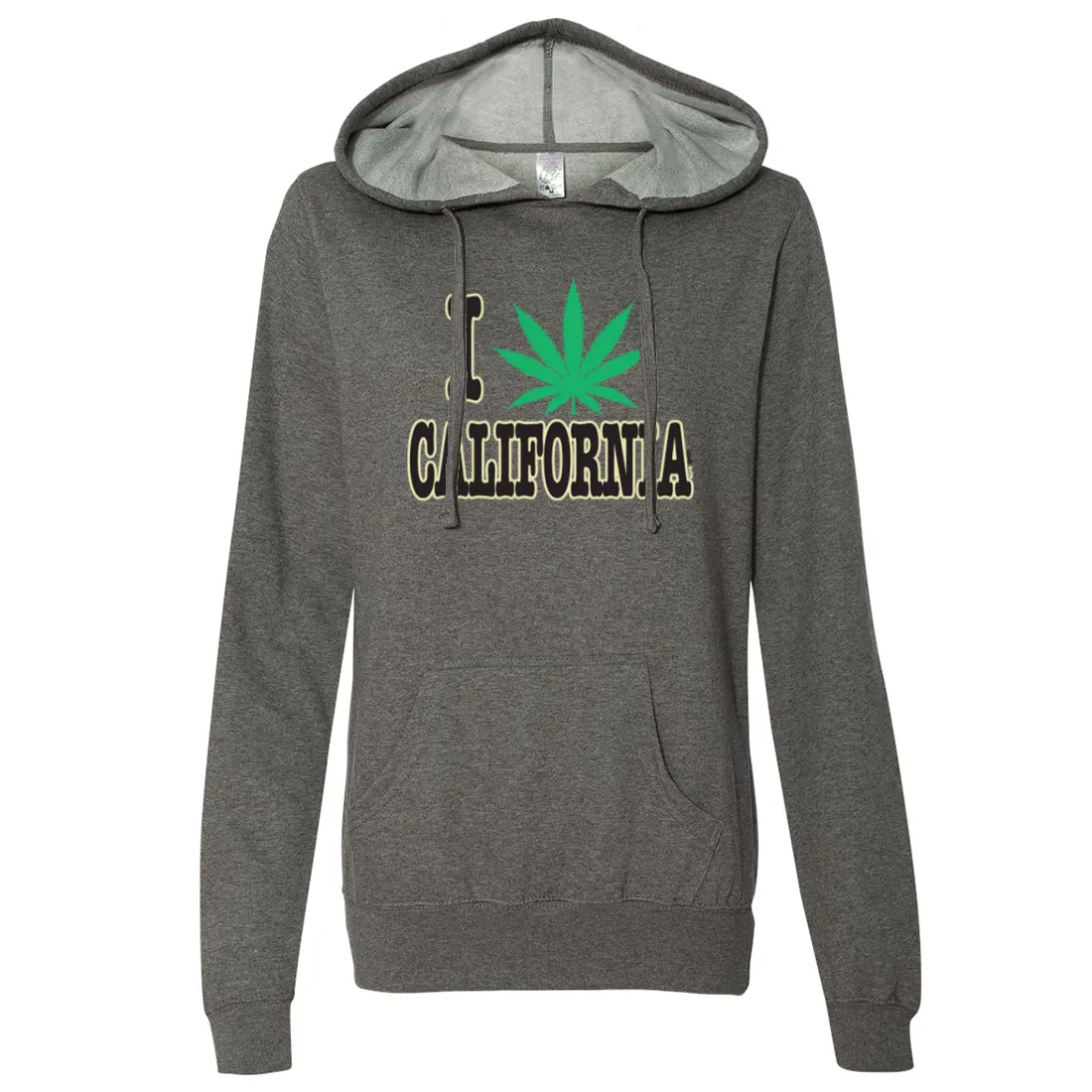 I Love Pot California Ladies Lightweight Fitted Hoodie