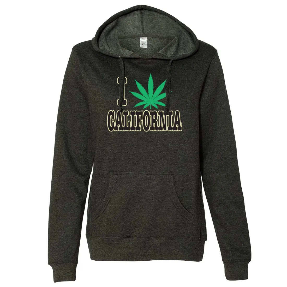 I Love Pot California Ladies Lightweight Fitted Hoodie