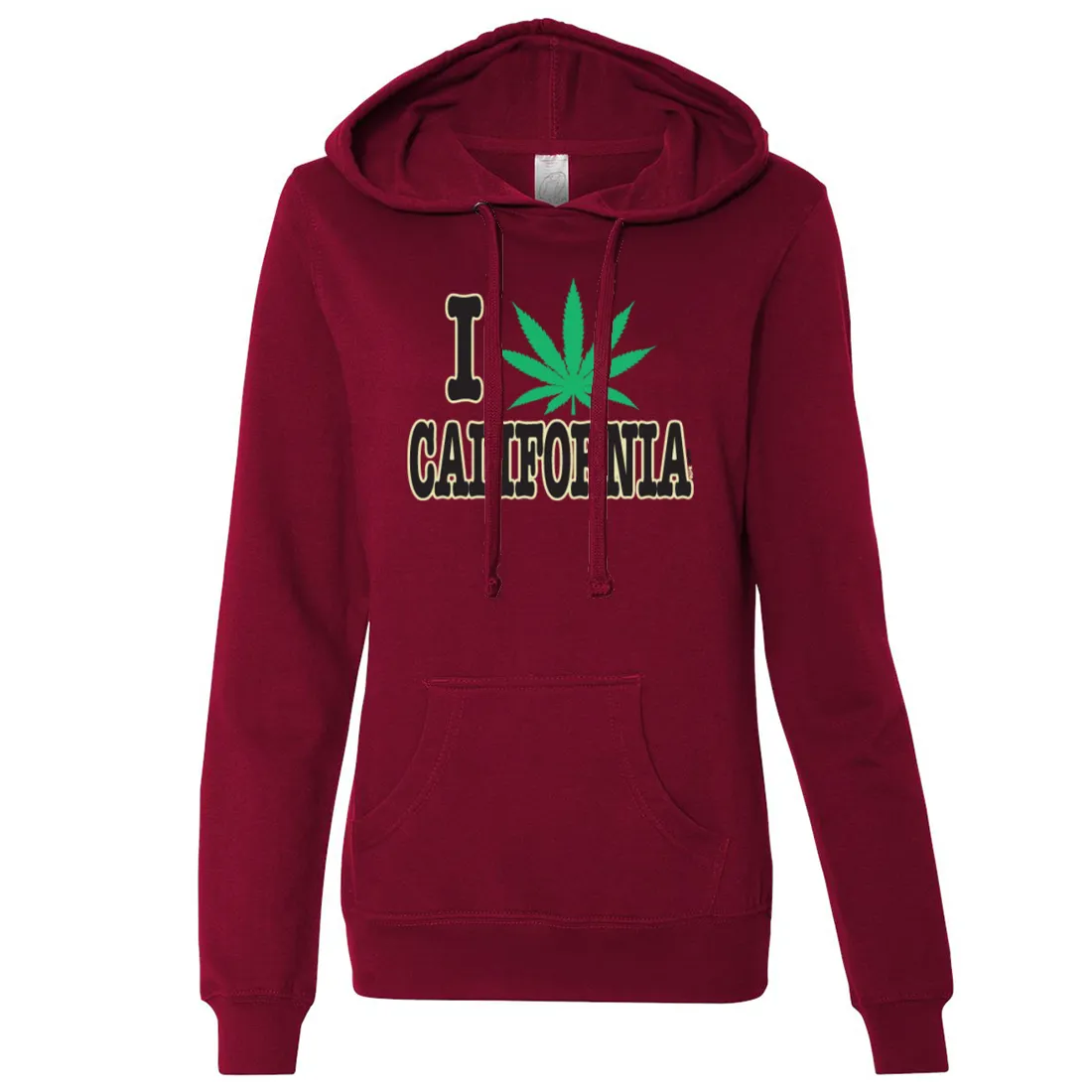 I Love Pot California Ladies Lightweight Fitted Hoodie