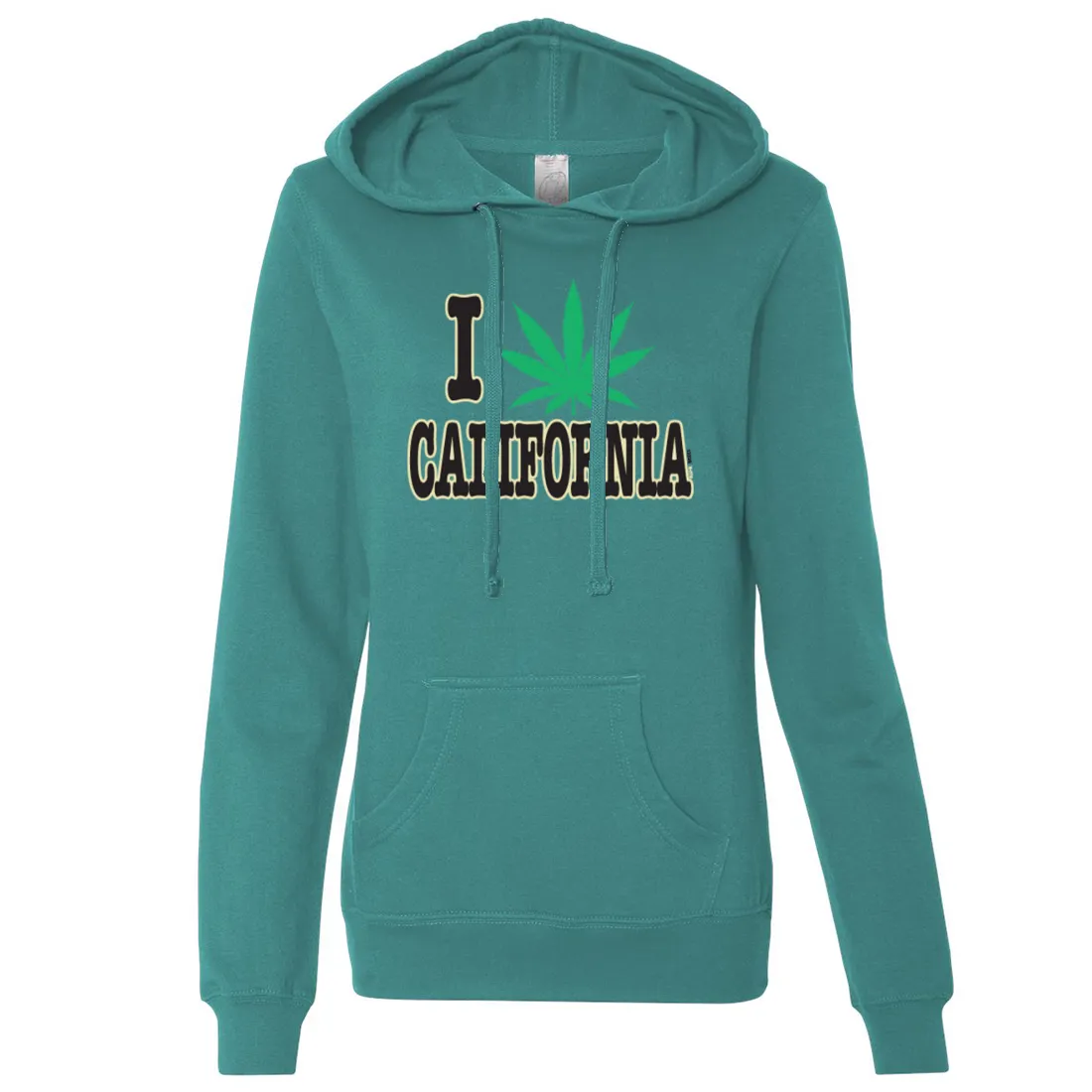 I Love Pot California Ladies Lightweight Fitted Hoodie