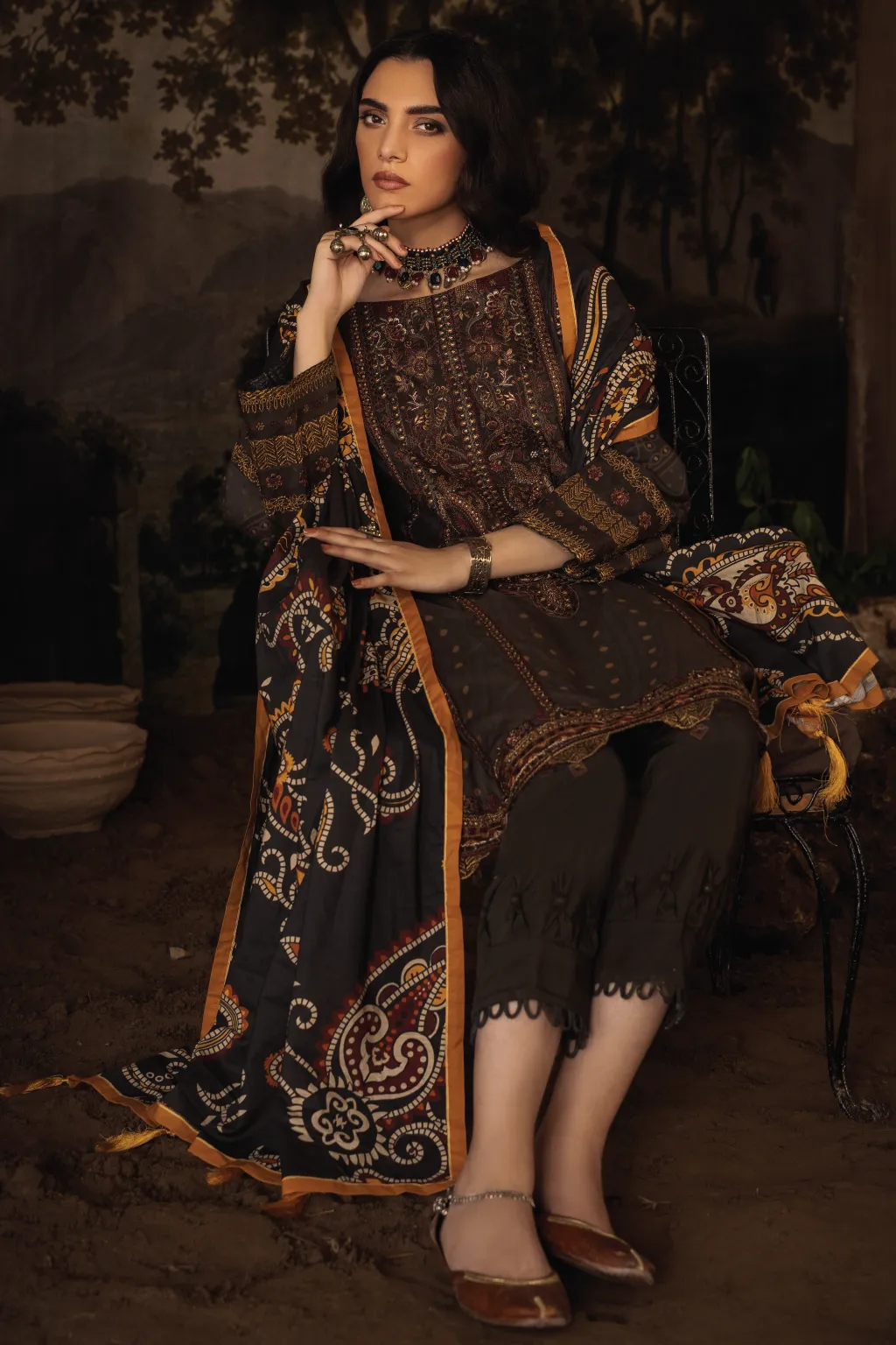ILC-02 FAWHA - 3PC | Iznik Zarafshan Linen Collection 2021 | Unstitched Embroidered Linen Organza Suits