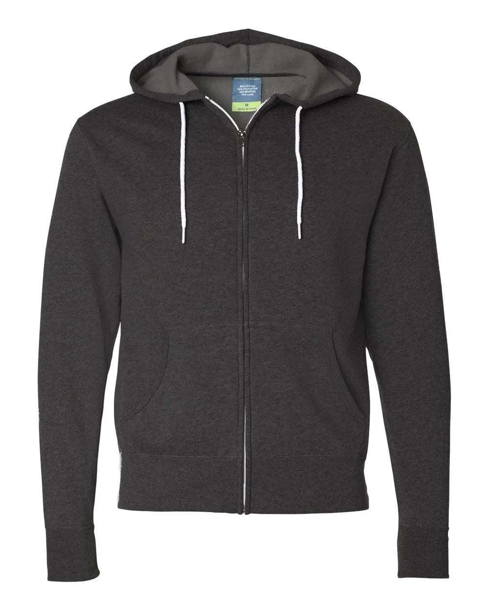Independent Trading Co. - Unisex Lightweight Full Zip Hoodie Charcoal Heather