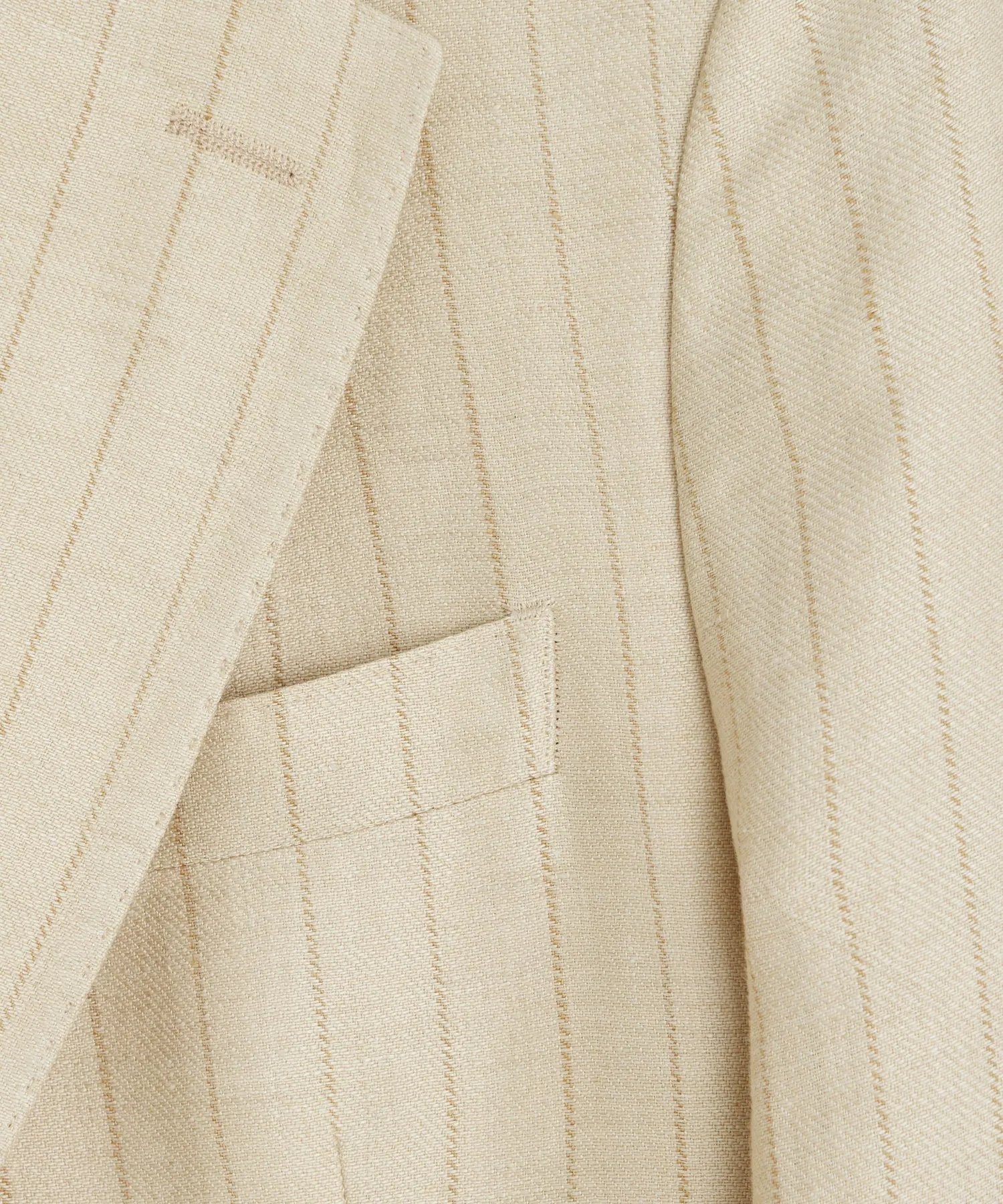 Italian Linen Silk Sutton Suit in Tan Pinstripe