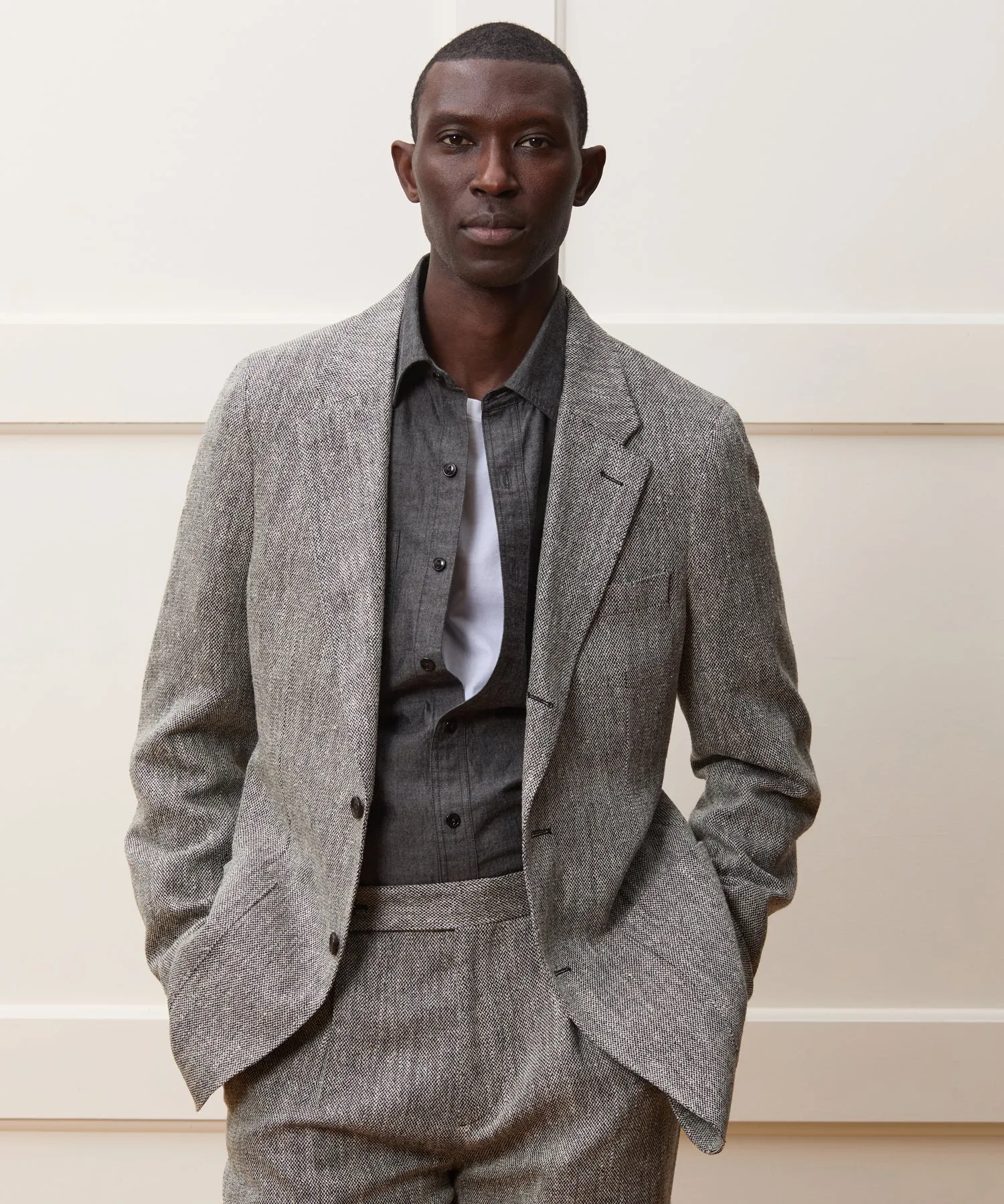 Italian Silk Linen Madison Suit in Grey