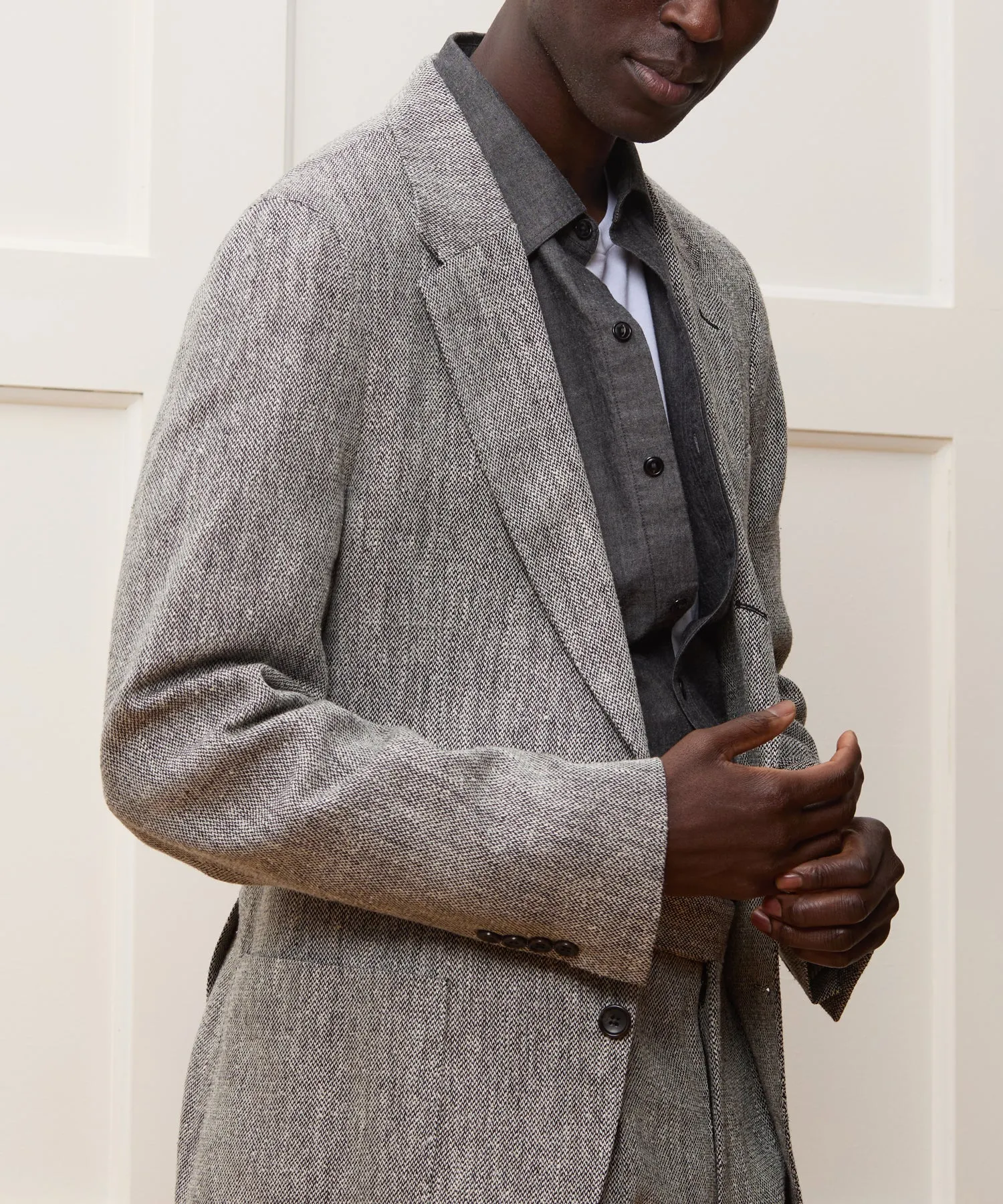 Italian Silk Linen Madison Suit in Grey