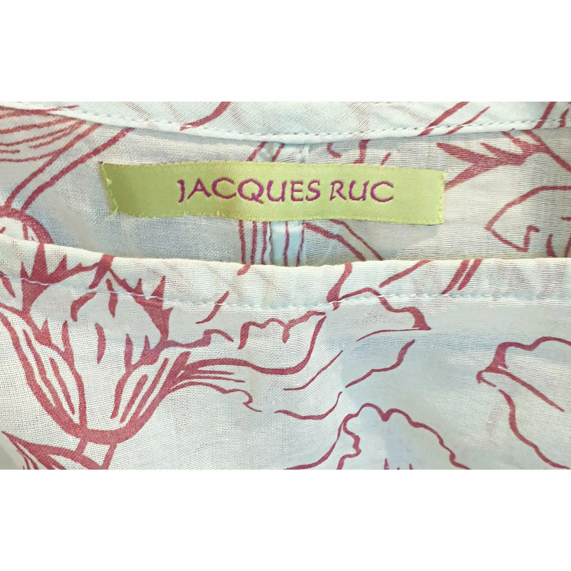 Jacques Ruc oversize blue shirt with red flower print size L (fits size 16-18)