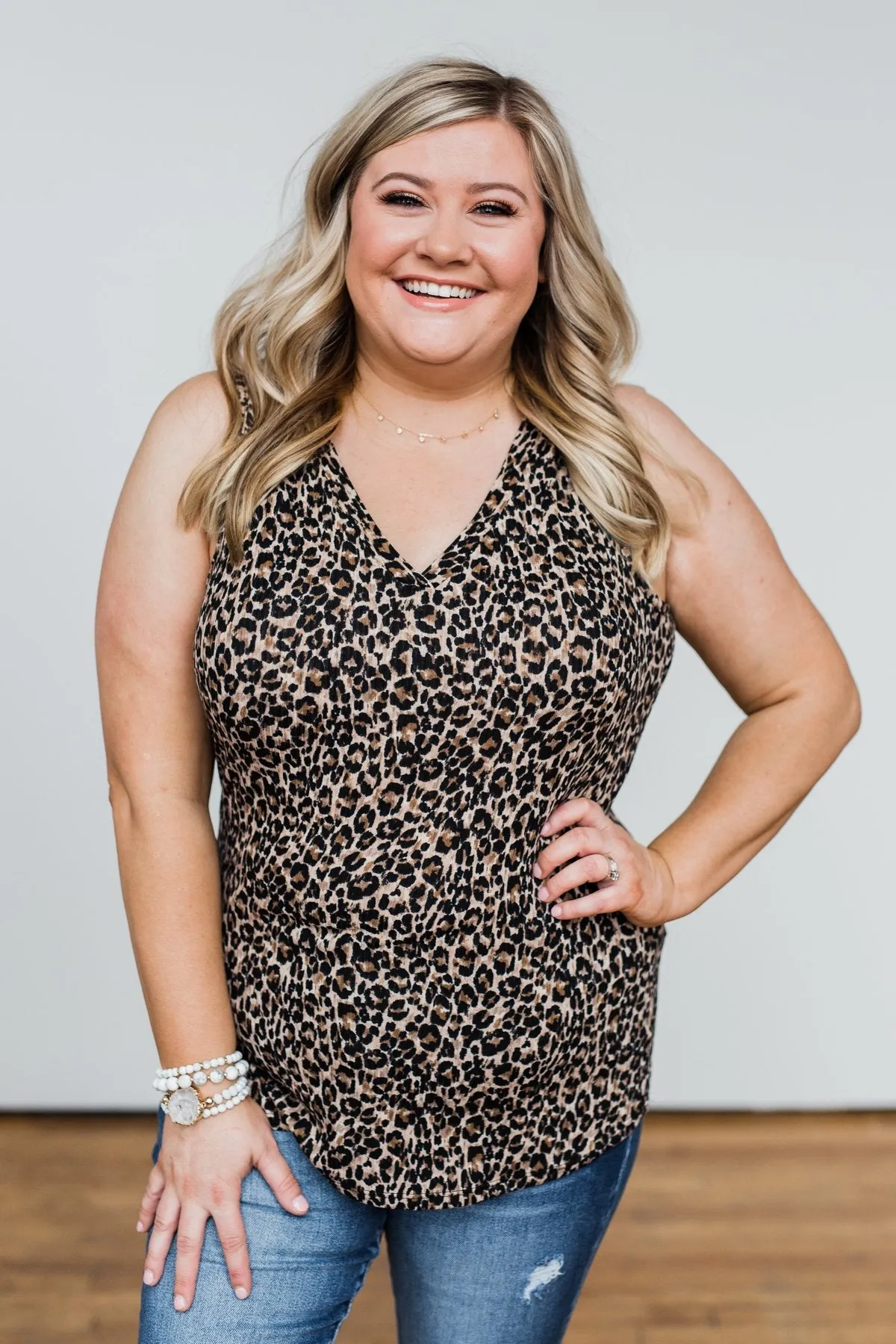 Just Passing Through Leopard Tank Top- Black & Brown