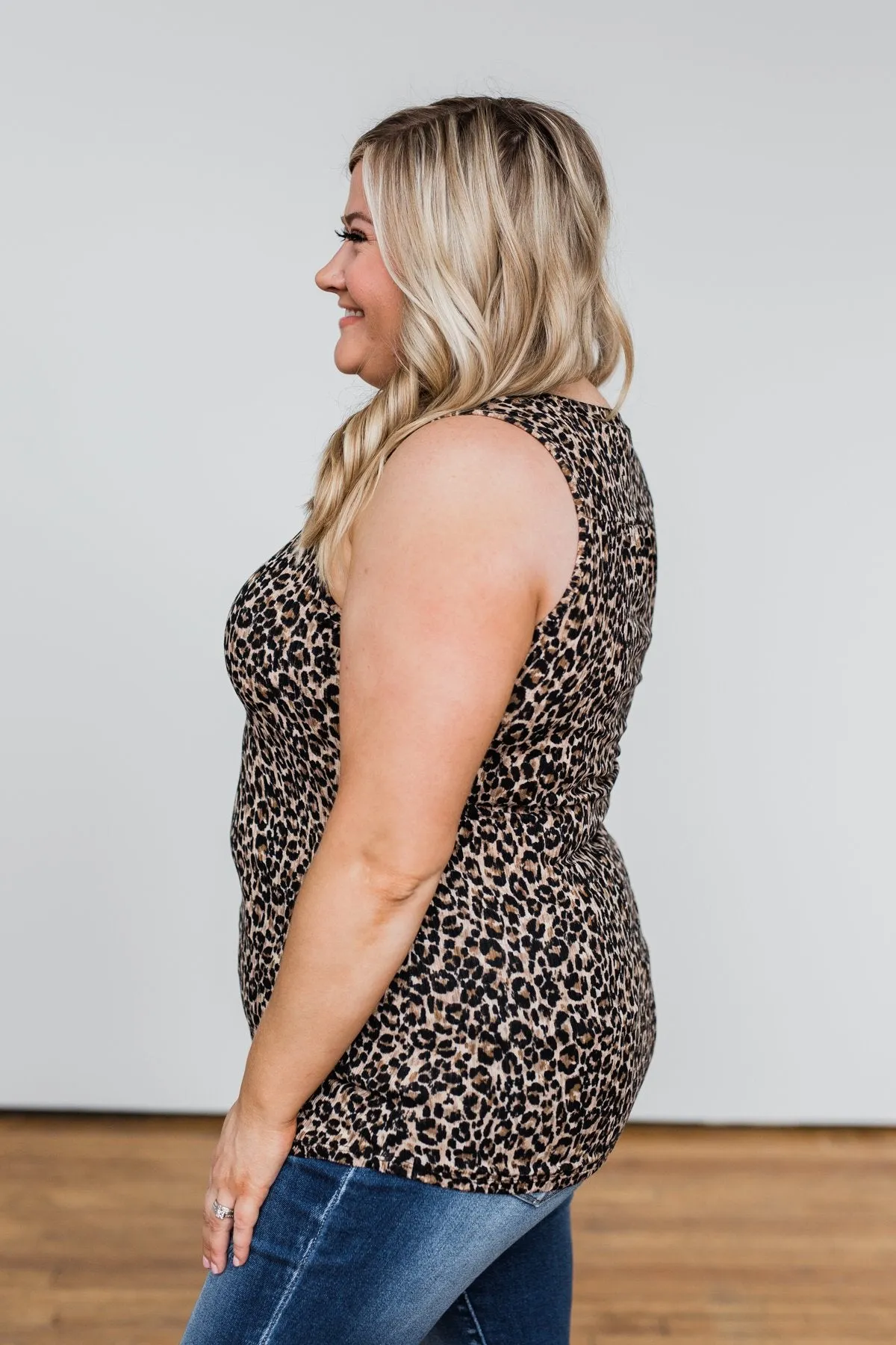 Just Passing Through Leopard Tank Top- Black & Brown