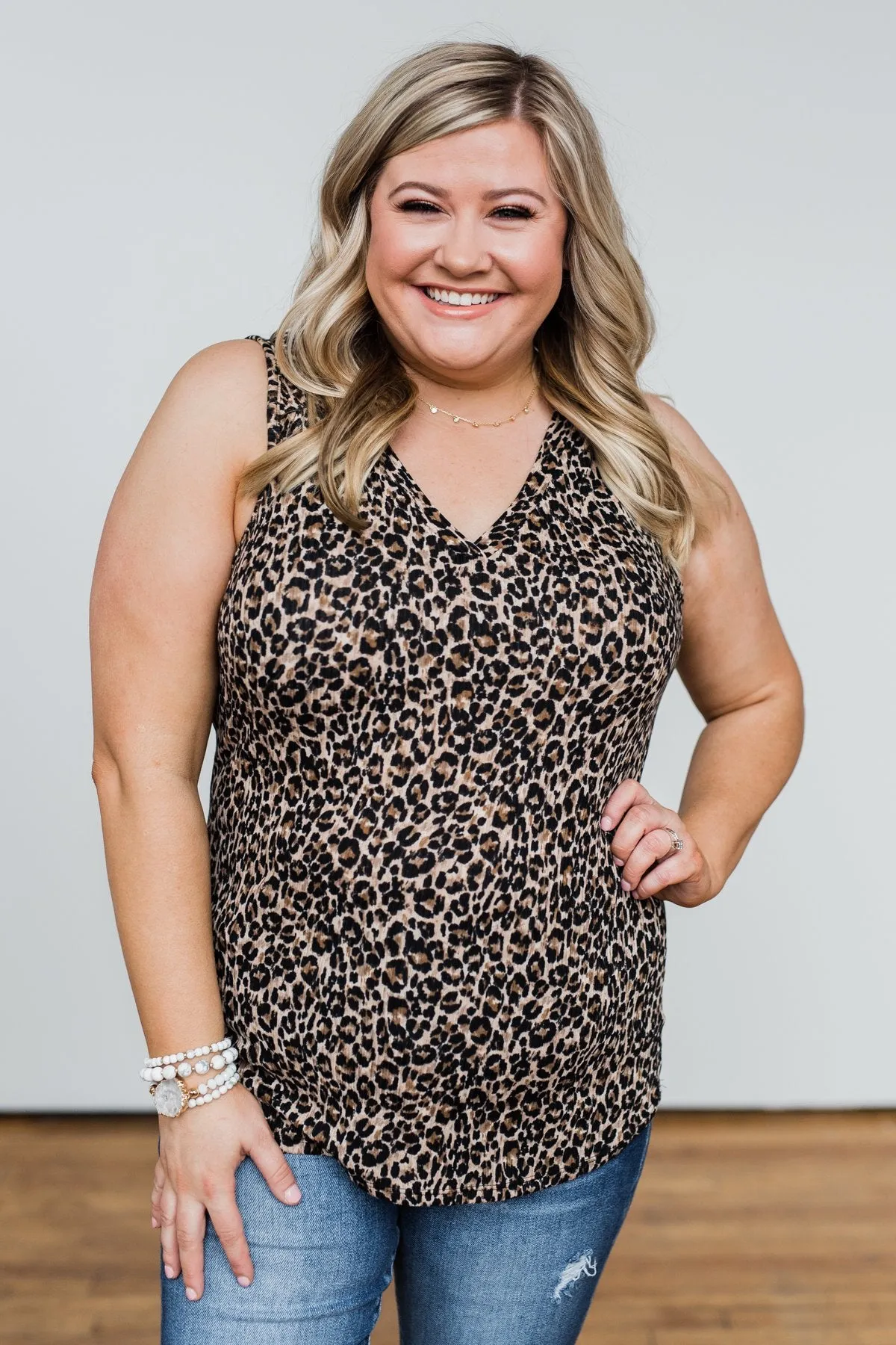 Just Passing Through Leopard Tank Top- Black & Brown