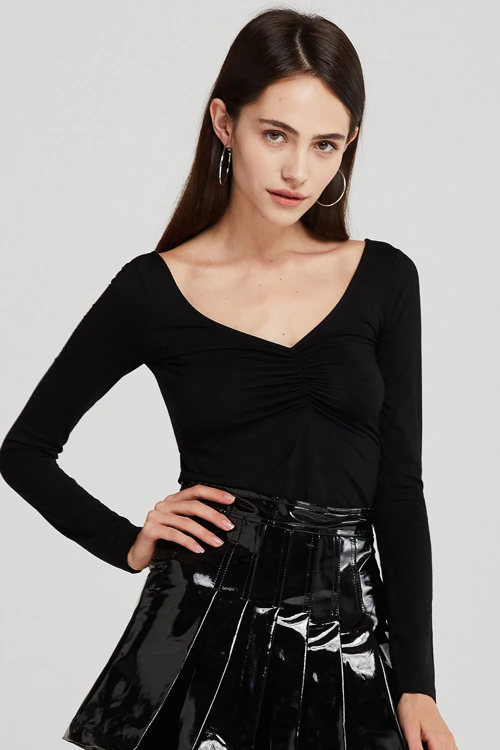 Keri Cinched Front Plunge T-shirt