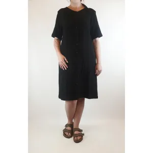 Kumo black half sleeve dress with beautiful textured cotton/linen fabric size 12