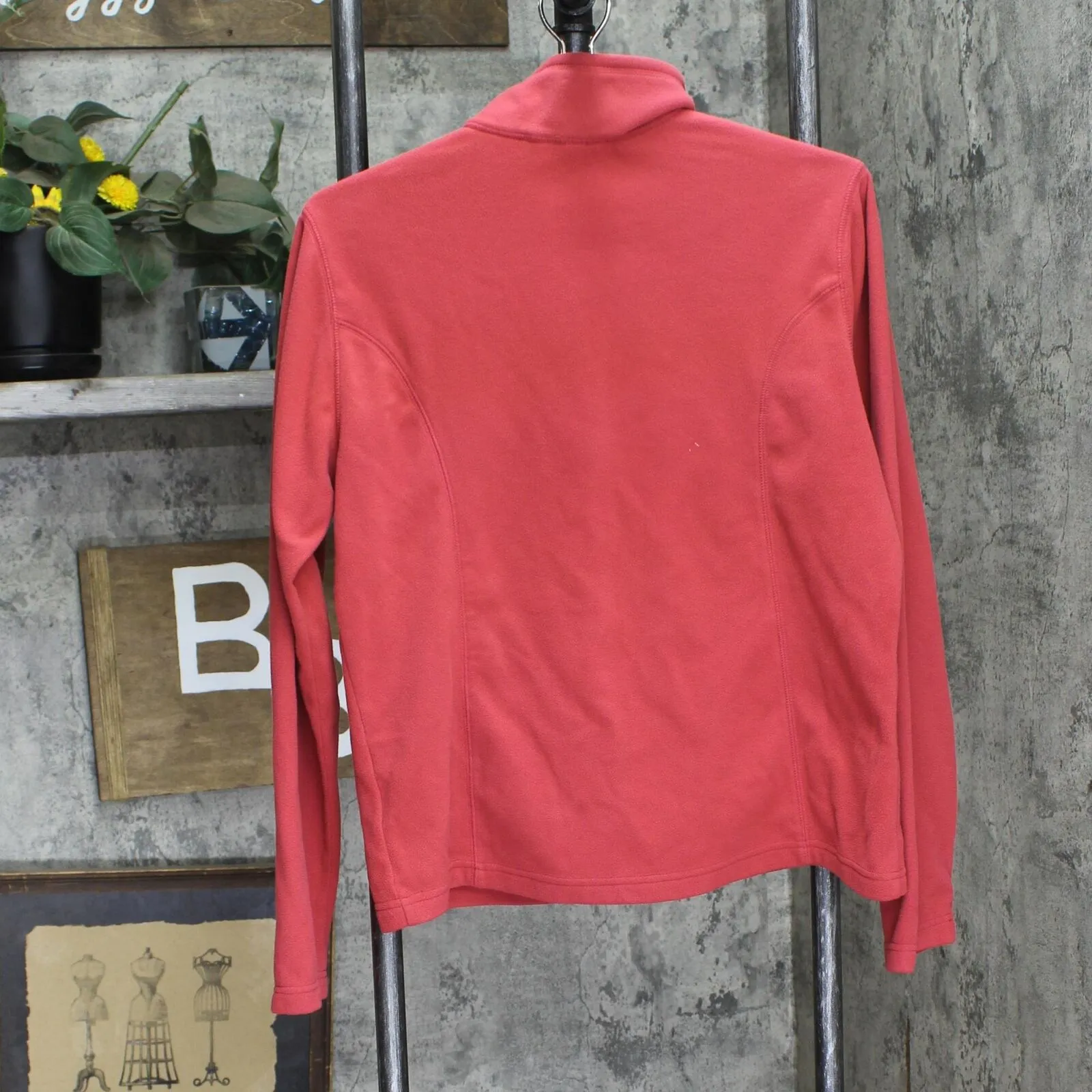 Lands' End Womens Fleece 1/4 Zip Pullover Lightweight Sweatshirt Red Orange M
