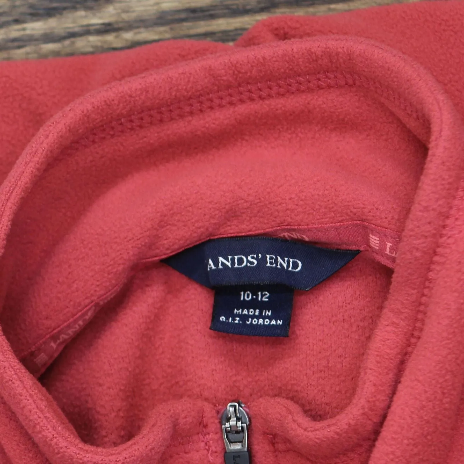 Lands' End Womens Fleece 1/4 Zip Pullover Lightweight Sweatshirt Red Orange M