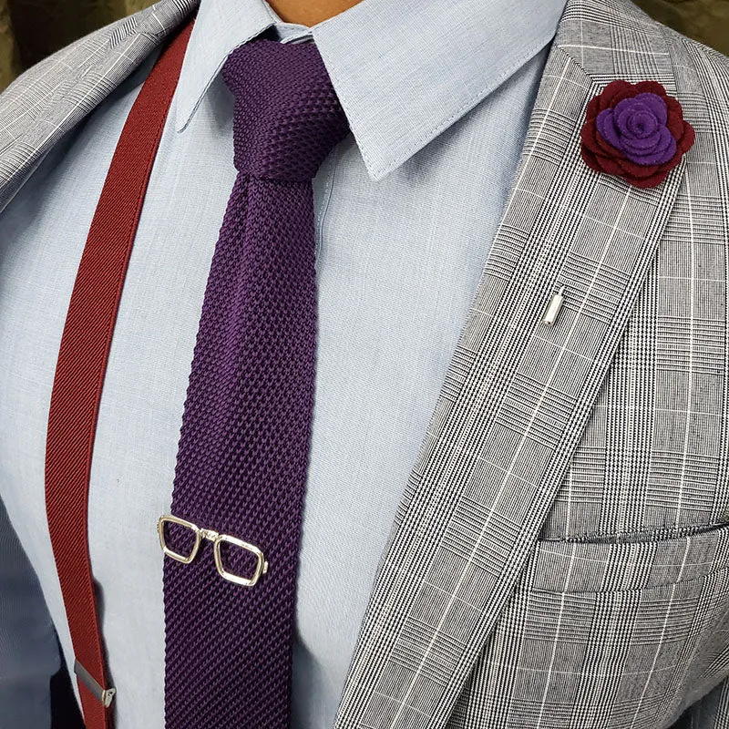 Lapel Pin - Floral Eggplant Jam