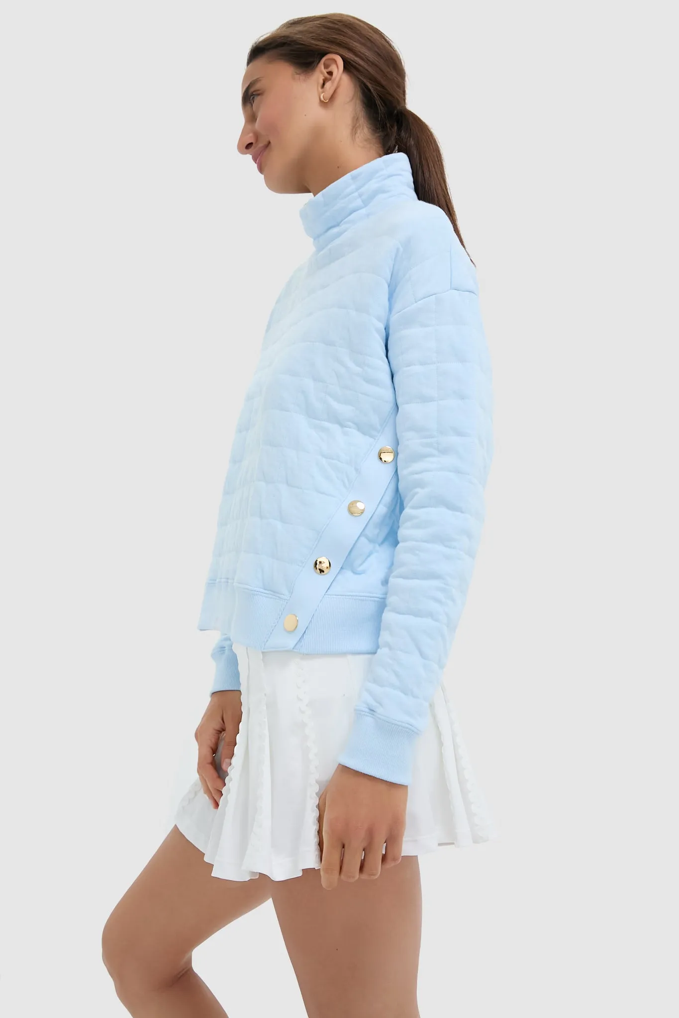 Light Blue Quilted Wright Funnel Neck