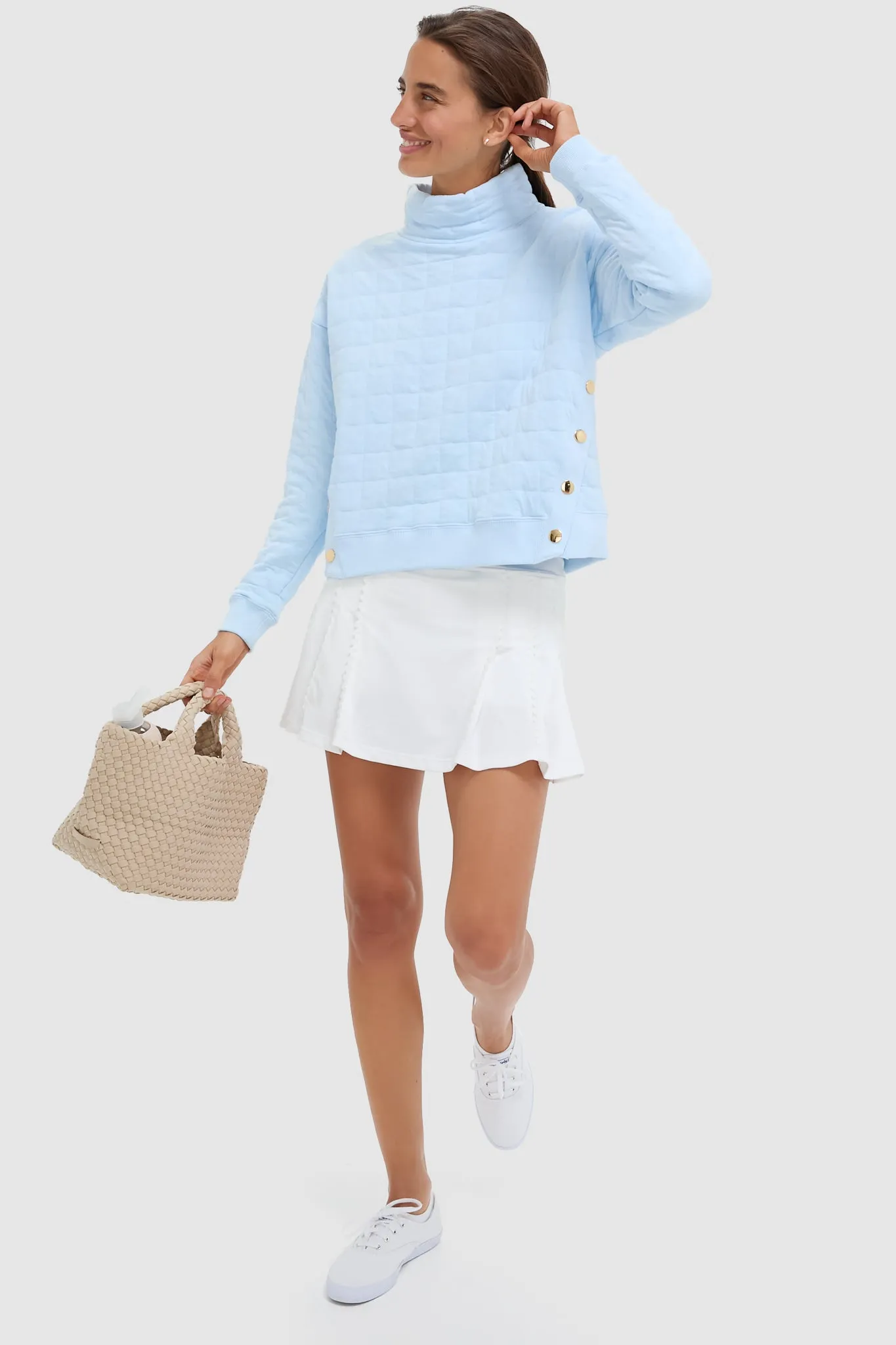 Light Blue Quilted Wright Funnel Neck