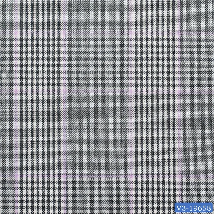 Light Grey with Purple Plaid Check Short Double Breast Suit
