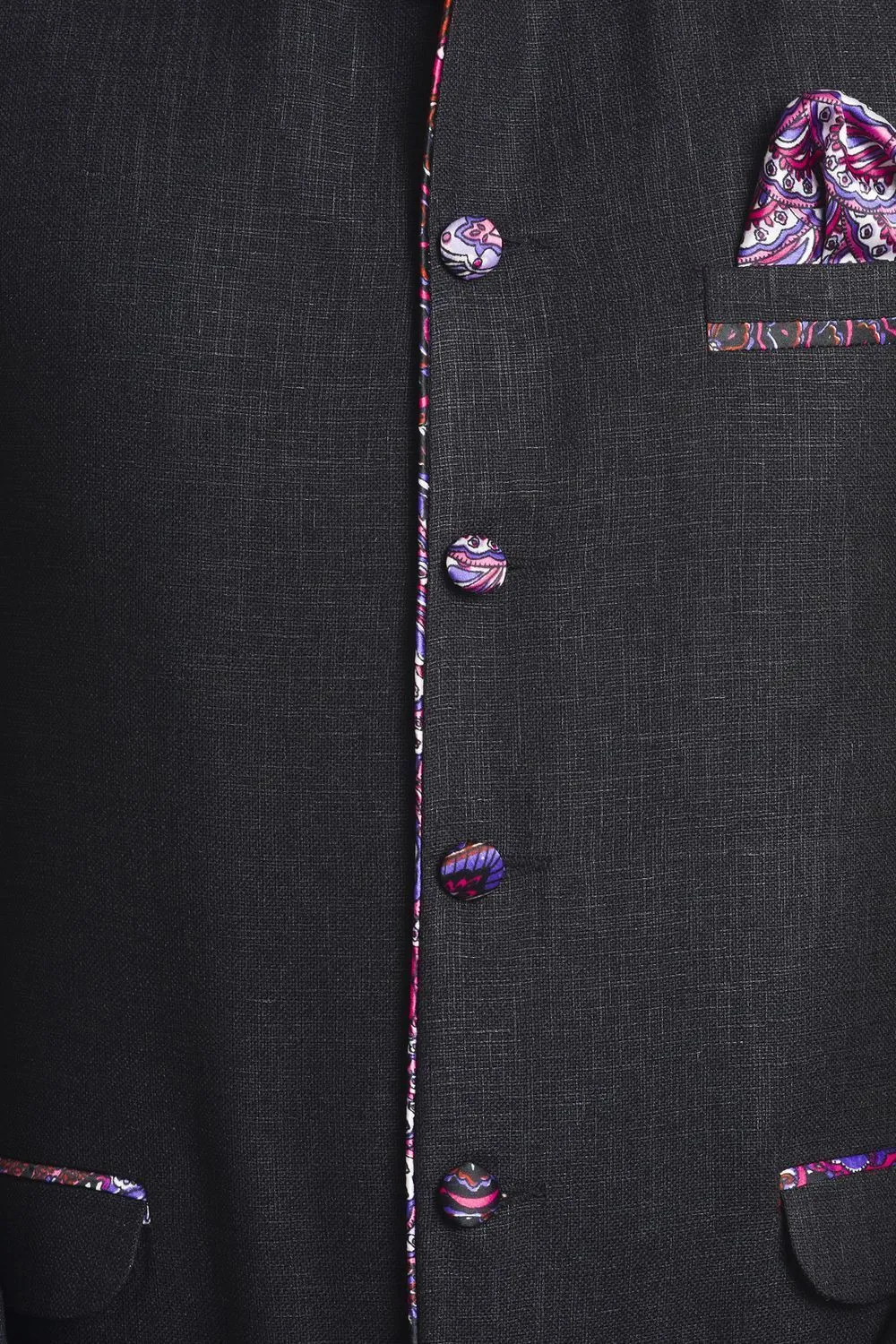 Linen Blend Black Bandhgala