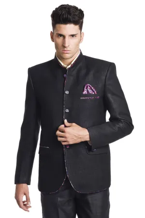 Linen Blend Black Bandhgala