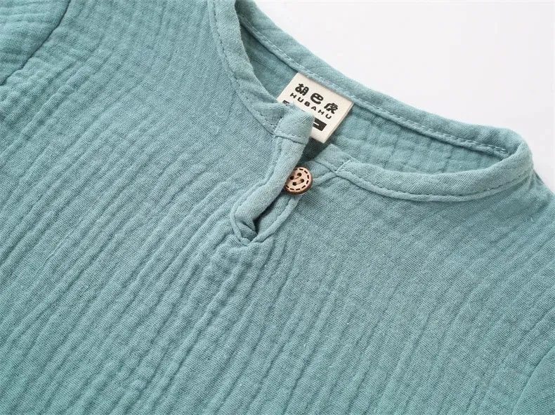 Linen T-shirt and shorts 2pc set