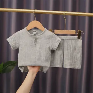 Linen T-shirt and shorts 2pc set
