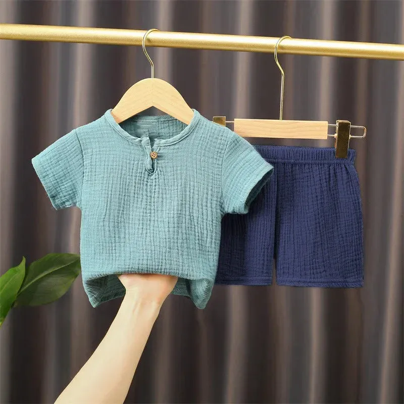 Linen T-shirt and shorts 2pc set