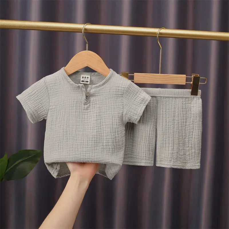 Linen T-shirt and shorts 2pc set