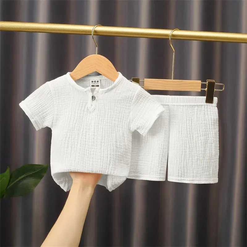 Linen T-shirt and shorts 2pc set