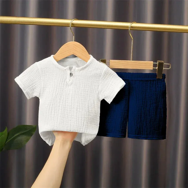 Linen T-shirt and shorts 2pc set