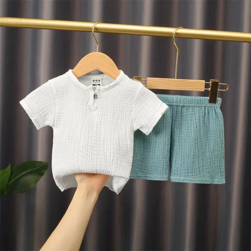 Linen T-shirt and shorts 2pc set