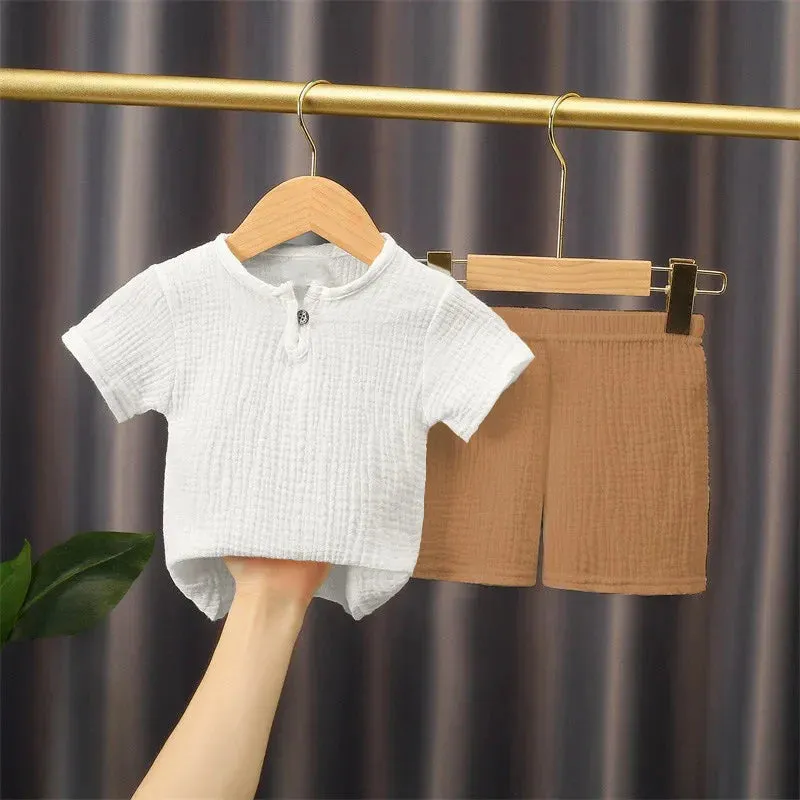 Linen T-shirt and shorts 2pc set