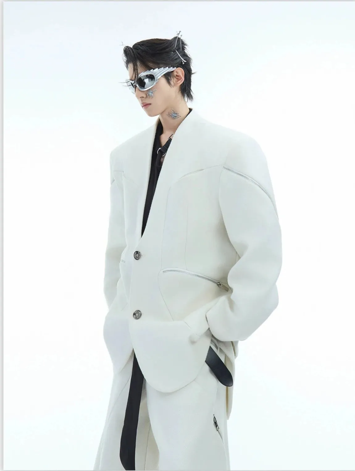 Loose Fit Blazer with Padded Shoulders