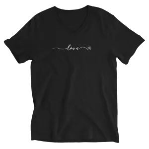 Love Short V-Neck T-Shirt Black