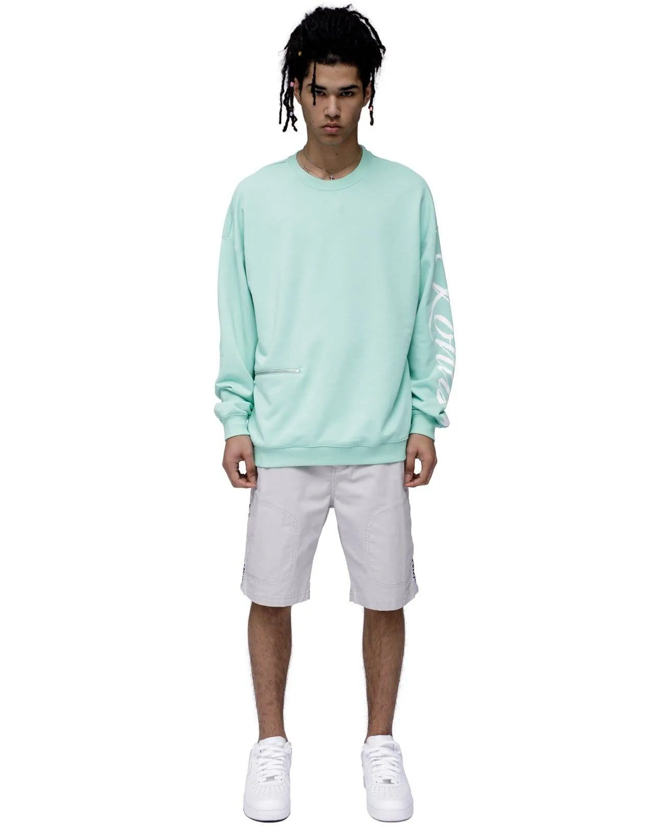 Men's Oversized Zip Pocket Sweatshirt In Mint