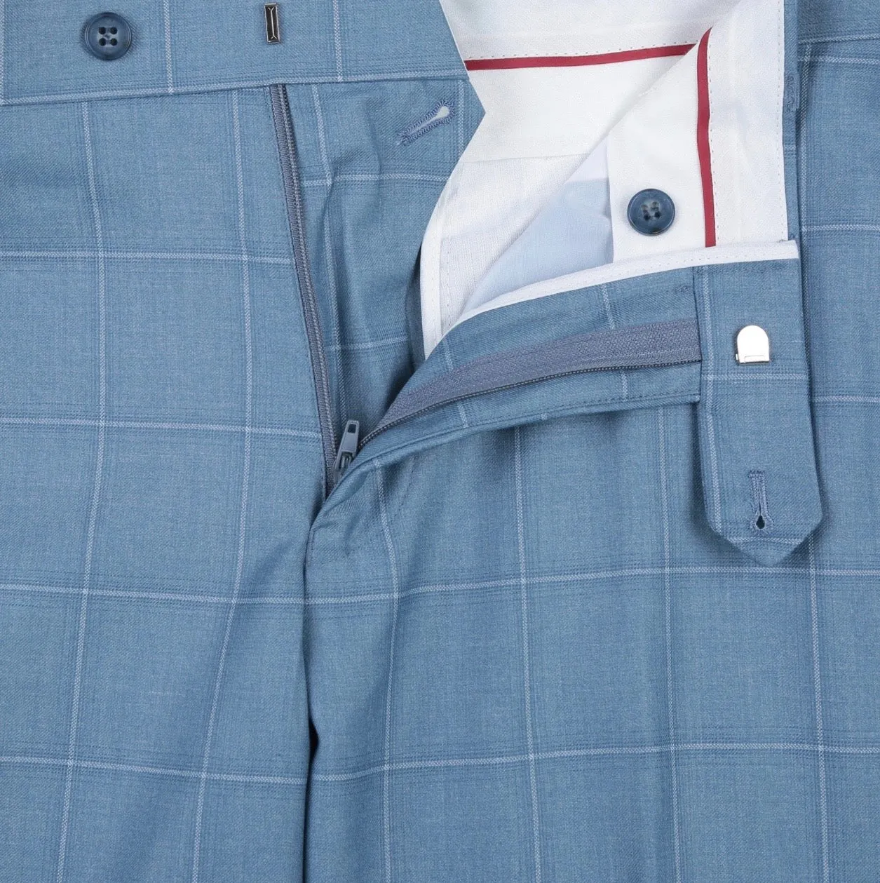 Men's Renoir Two Piece Windowpane Light Blue Slim Fit Suit