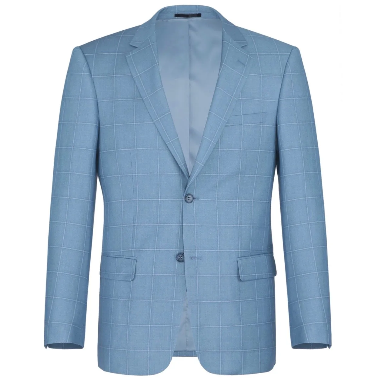 Men's Renoir Two Piece Windowpane Light Blue Slim Fit Suit