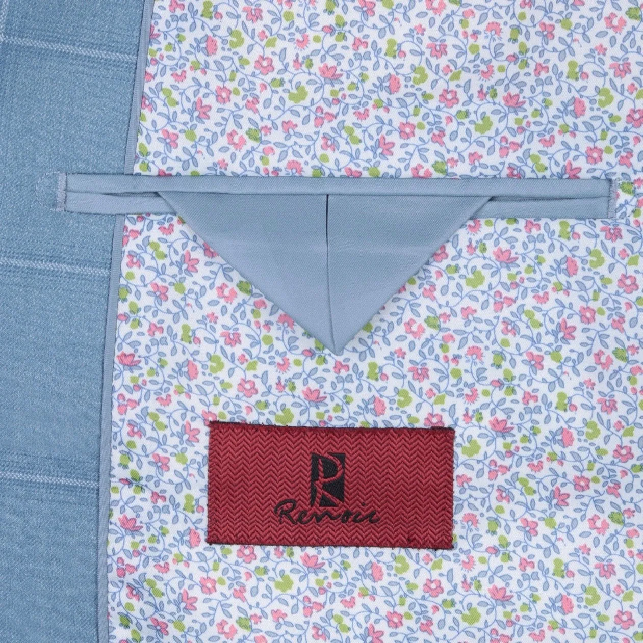 Men's Renoir Two Piece Windowpane Light Blue Slim Fit Suit
