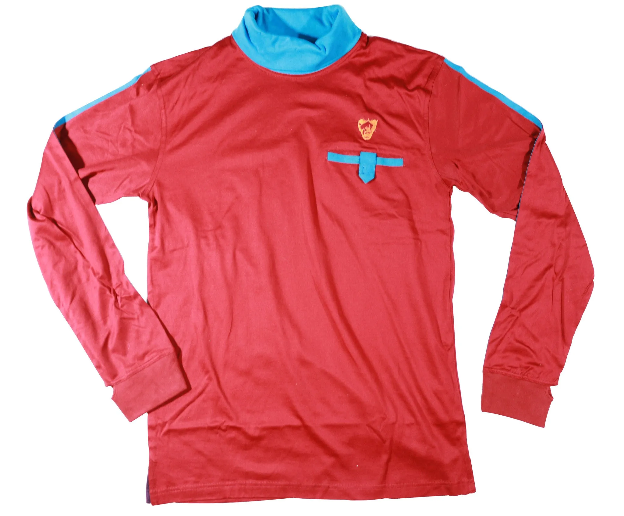 Men's Turtleneck Jersey : cranberry & teal
