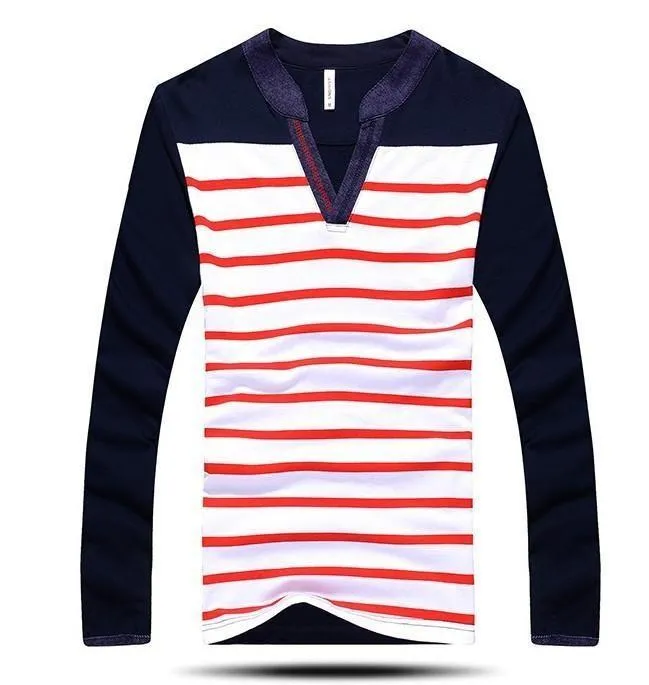 Men's V-Neck Fashion Stripe Shirt